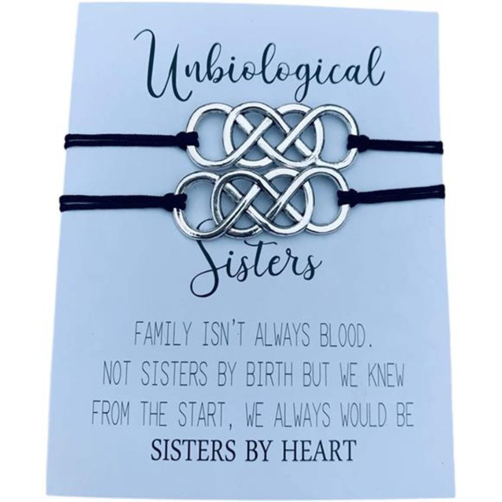 Unbiological Sister Charm Bracelets, 2pc Soul Sister Knot bracelets